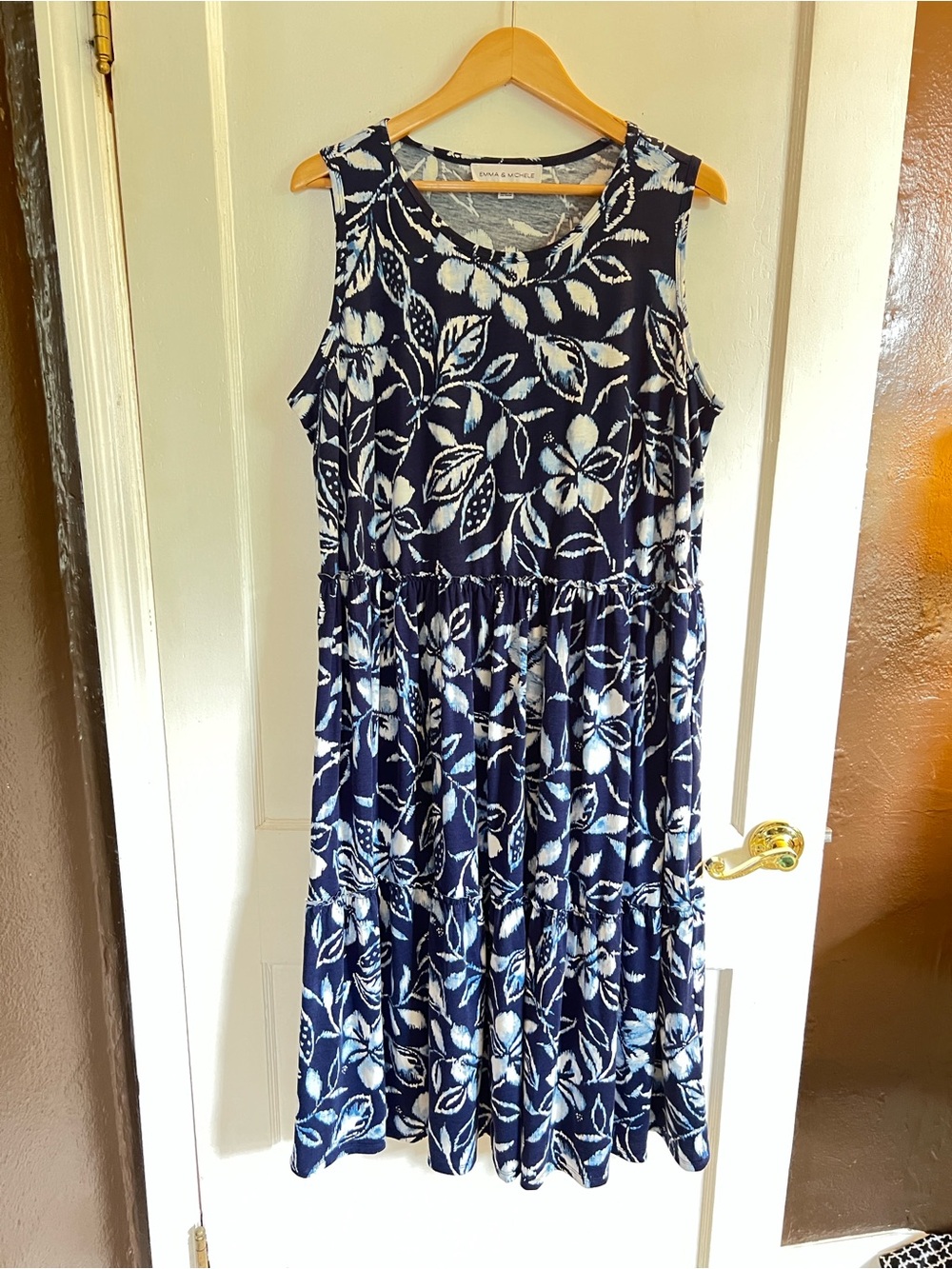 Emma & Michele Navy and White Floral Tiered Dress